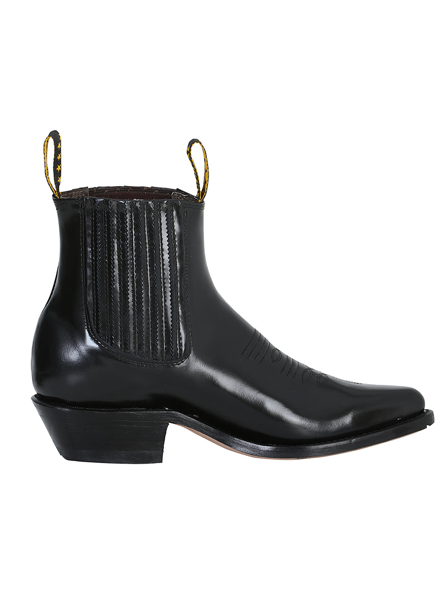 Bota Vaquera de Hombre El General Tobillo en Piel Color Negro 181