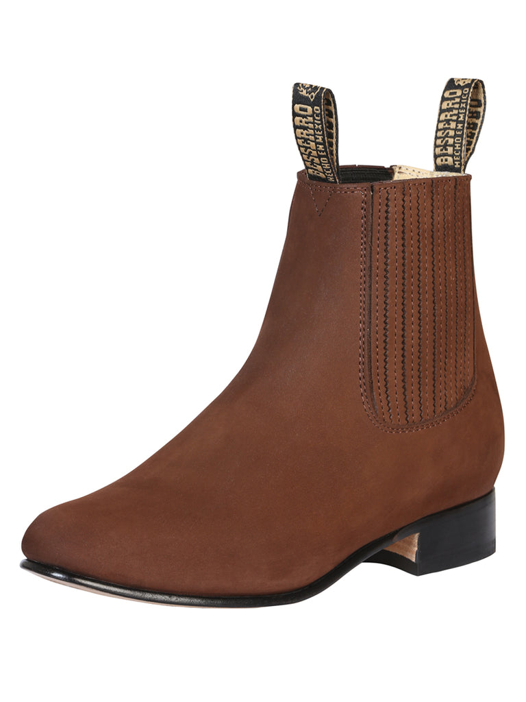Botín Vaquero de Hombre El Besserro Charro en Piel Bovino Nobuck Color Camel 204