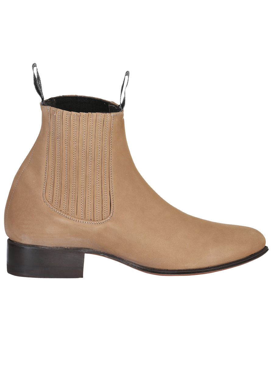 Botín Vaquero de Hombre El General Charro en Piel Bovino Nobuck Color Beige 230