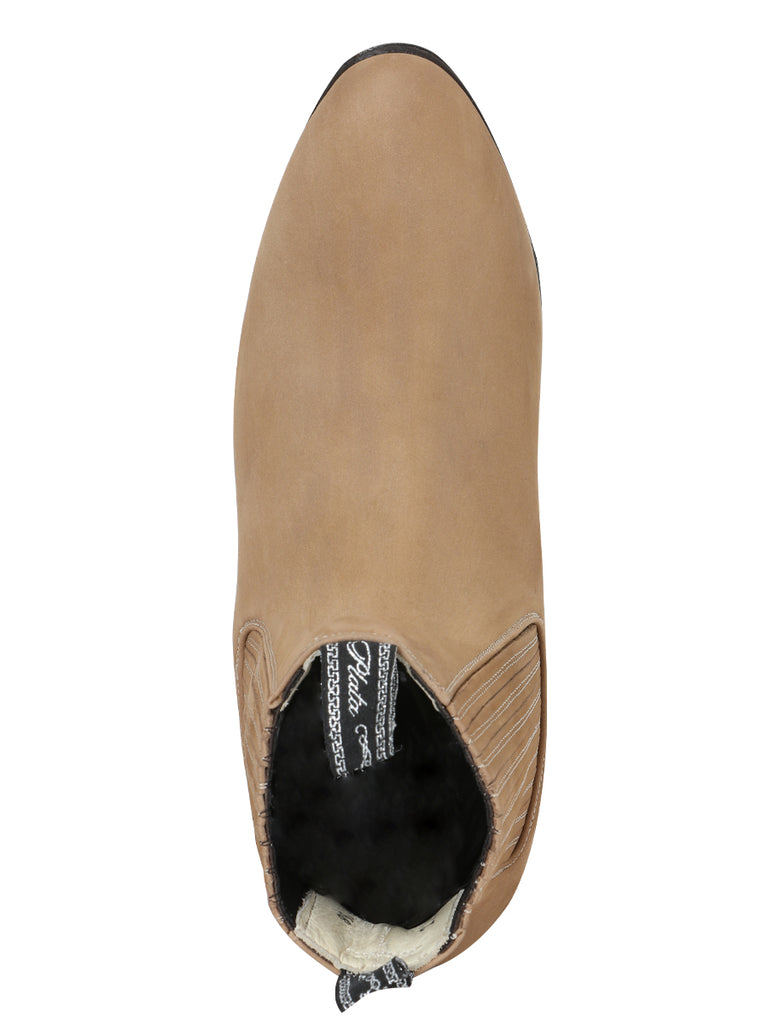 Botín Vaquero de Hombre El General Charro en Piel Bovino Nobuck Color Beige 230