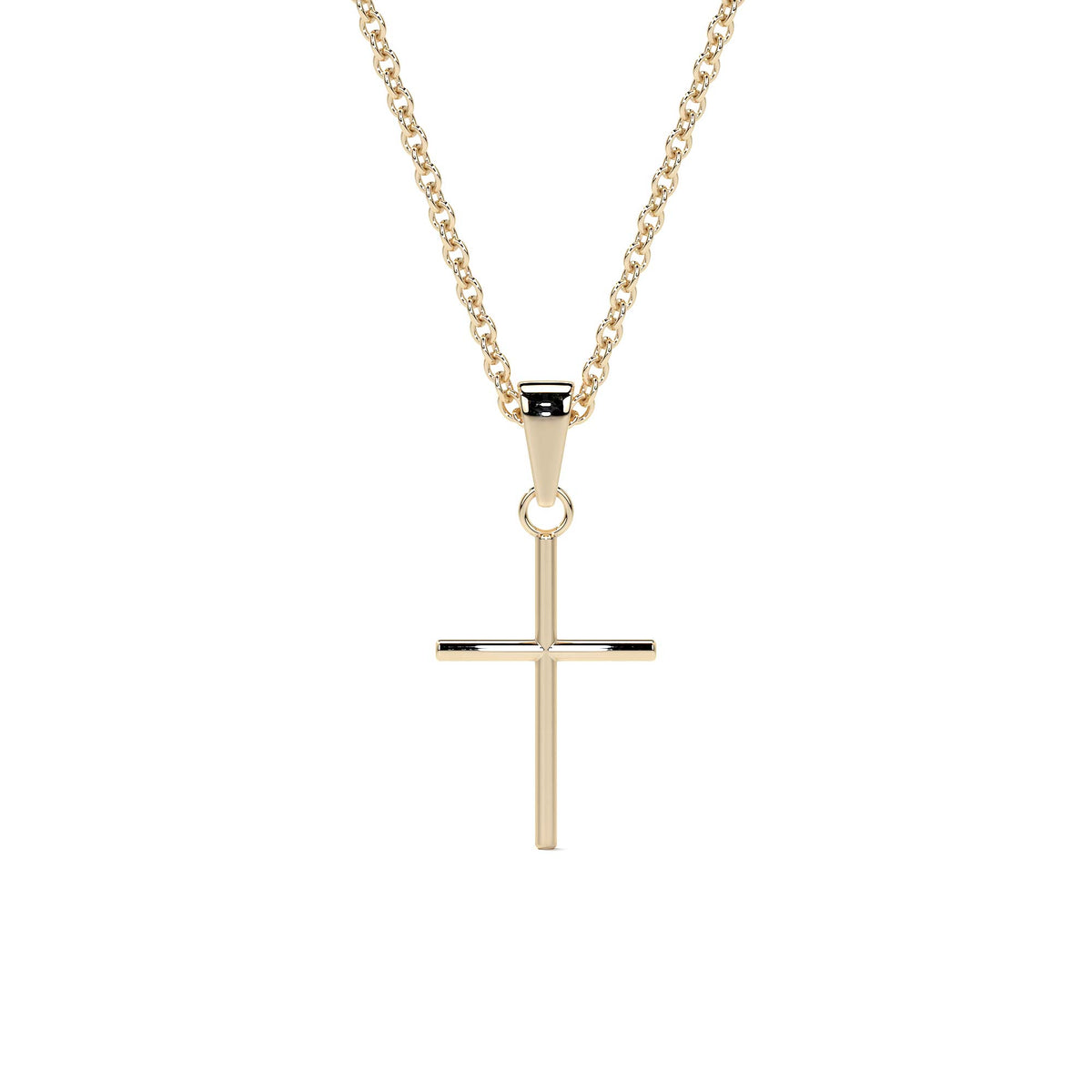 Collar De Cruz De Tubo De Oro De 10k
