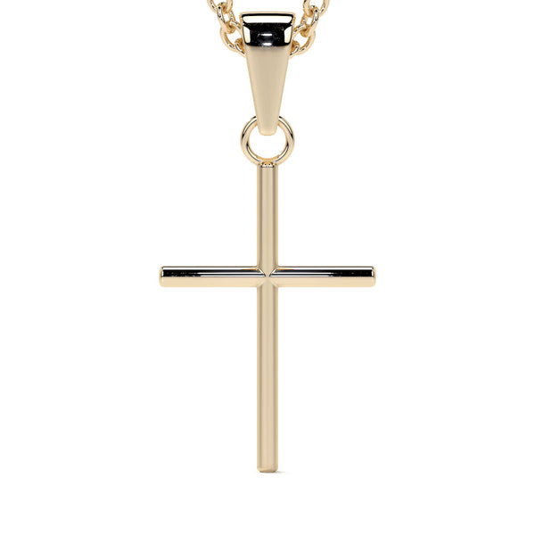 Collar De Cruz De Tubo De Oro De 10k