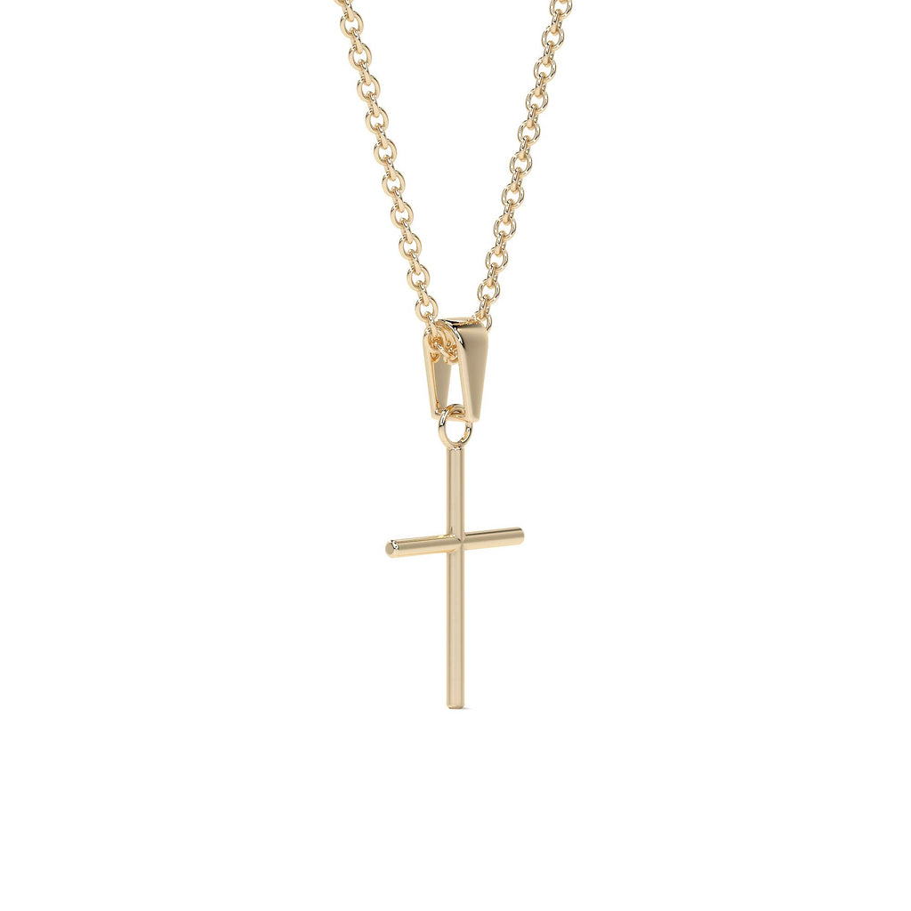 Collar De Cruz De Tubo De Oro De 10k