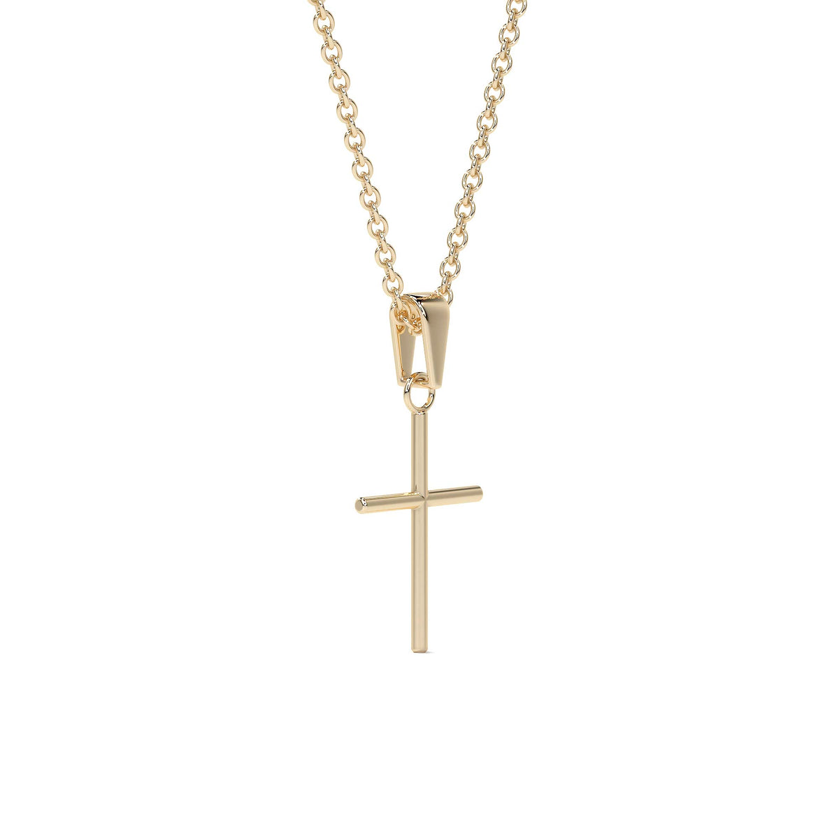 Collar De Cruz De Tubo De Oro De 10k