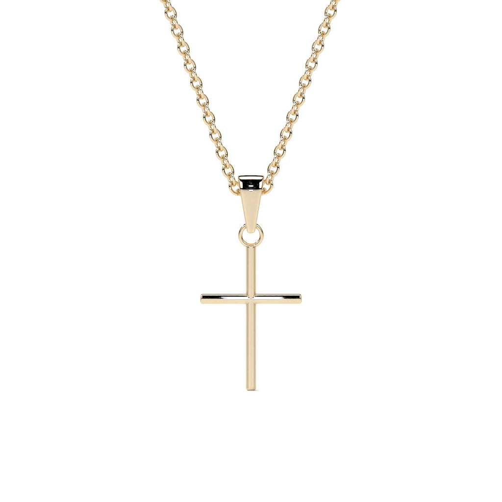 Collar De Cruz De Tubo De Oro De 10k