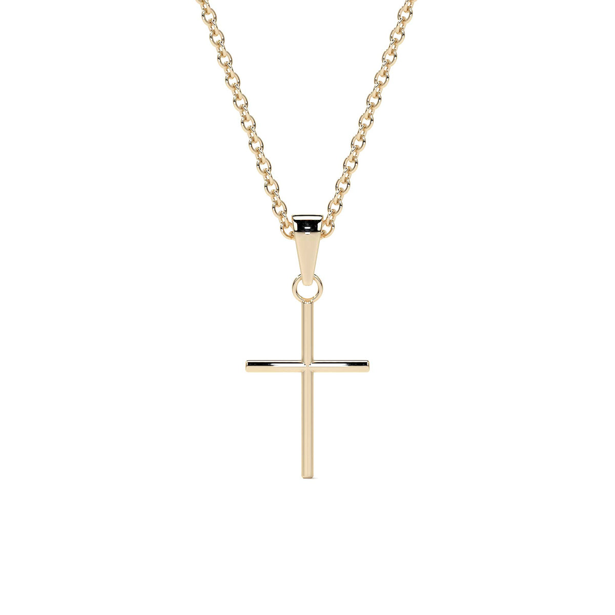 Collar De Cruz De Tubo De Oro De 10k