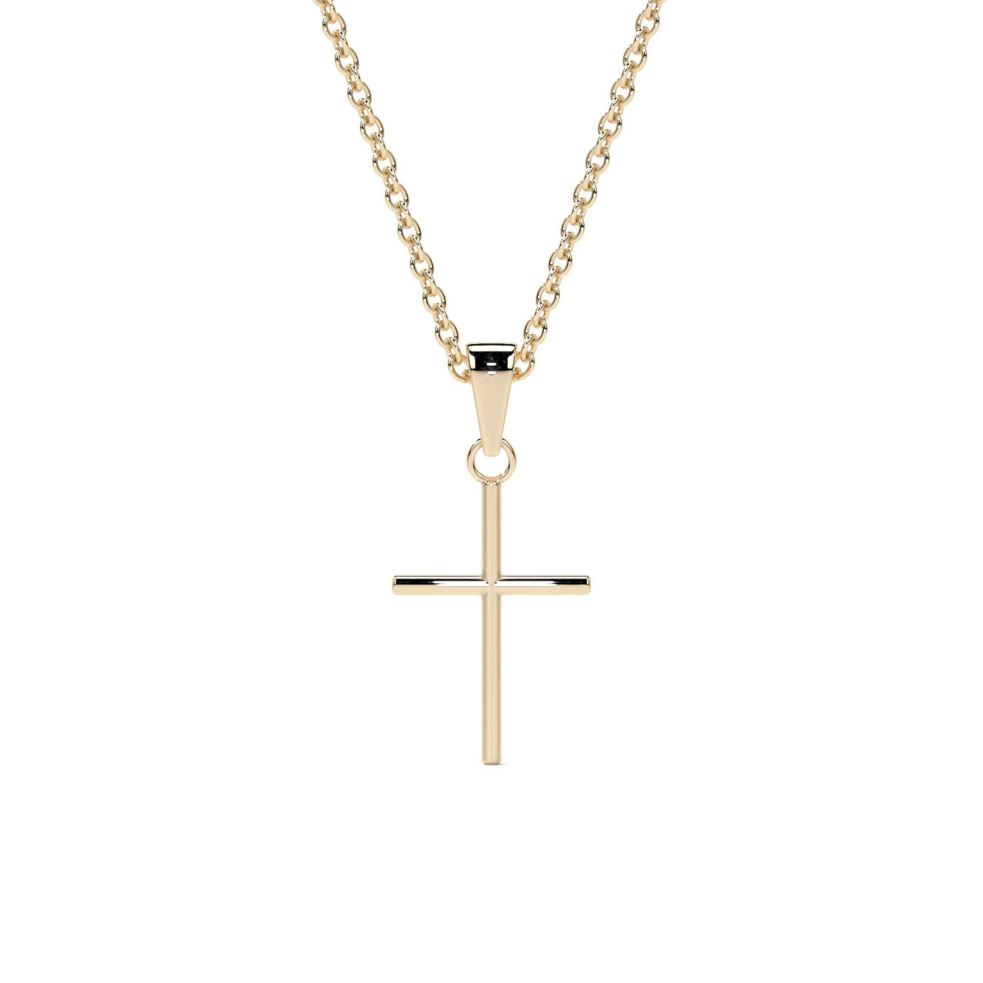 Collar De Cruz De Tubo De Oro De 10k