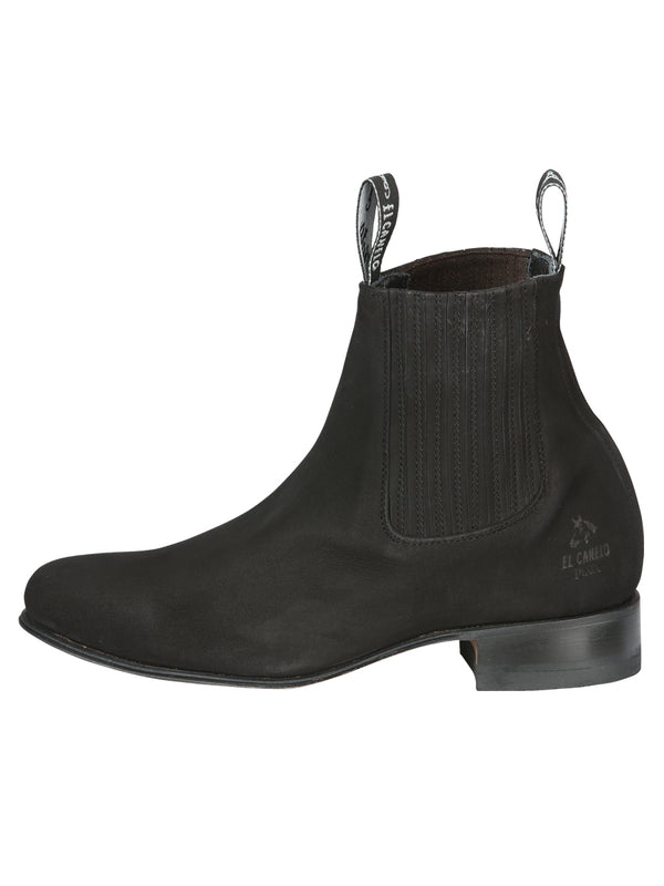 Botín Vaquero de Hombre El General Charro en Piel Bovino Nobuck Color Negro 3663