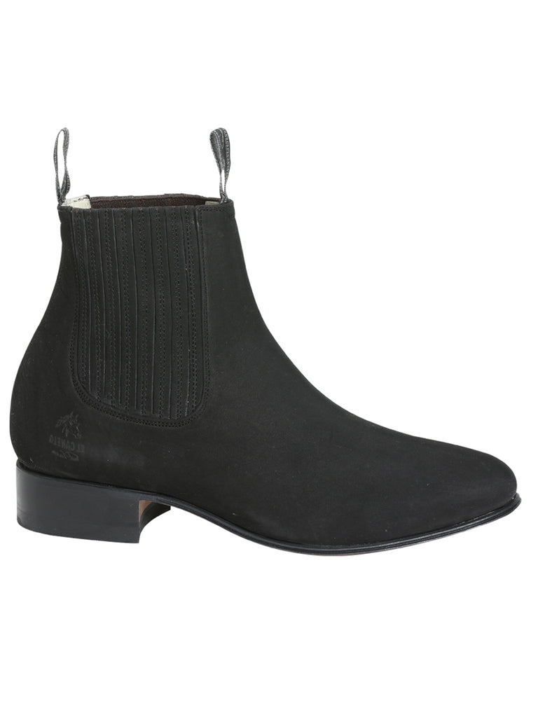 Botín Vaquero de Hombre El General Charro en Piel Bovino Nobuck Color Negro 3663