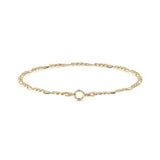 Pulsera De Oro 14k Figaro Solida De 18.5 Cm Calibre 2mm