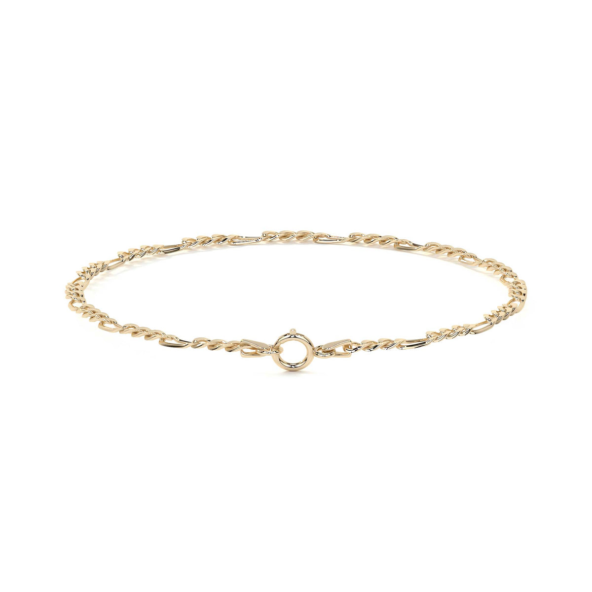Pulsera Italiana Figaro 3x1 Hueca Calibre 2.6 mm