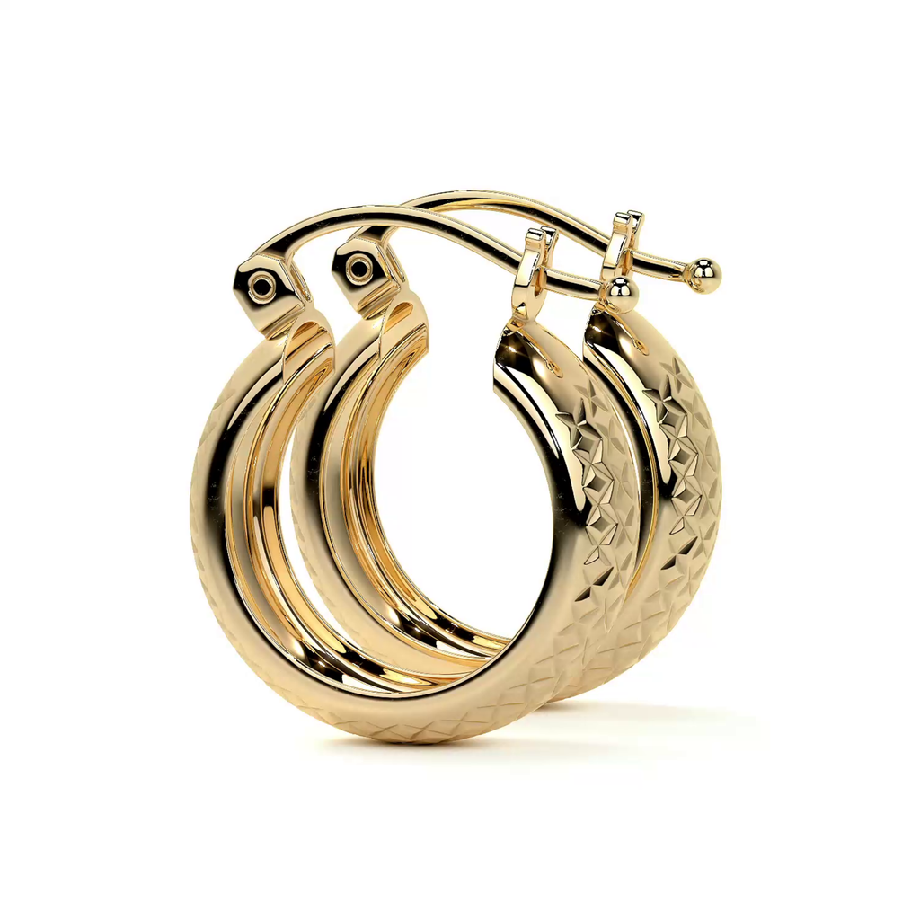 Arracada Diamantada Bangle De Oro 10k Estilo Panal, 6mm