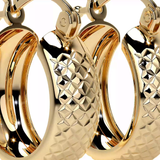 Arracada Diamantada Bangle De Oro 10k Estilo Panal, 6mm