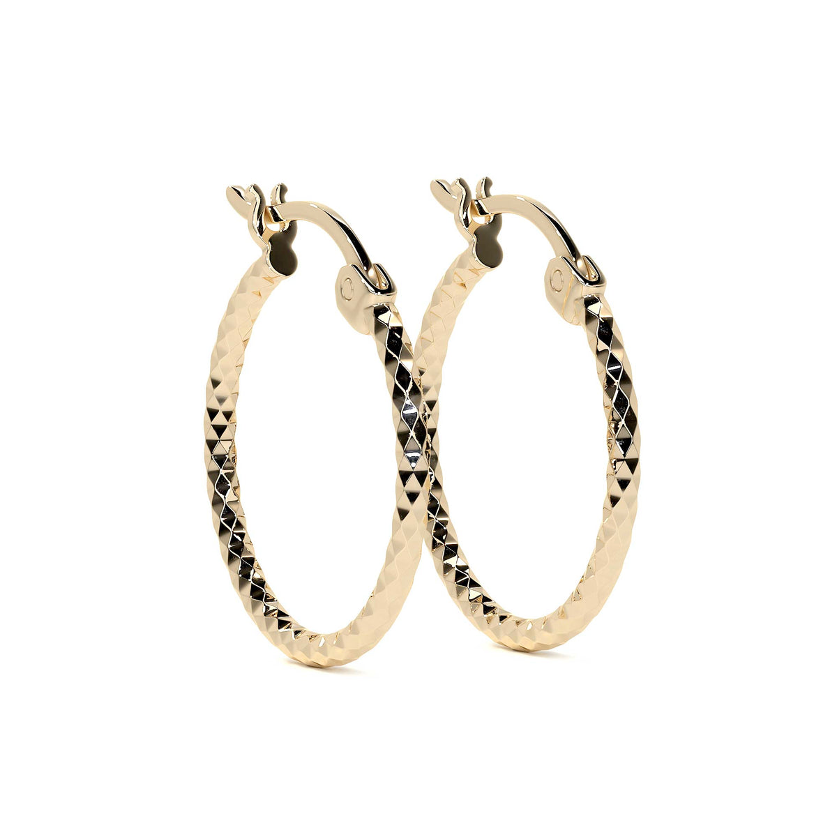 Arete Arracada De Oro 14k Con Diamantado Estilo Panal