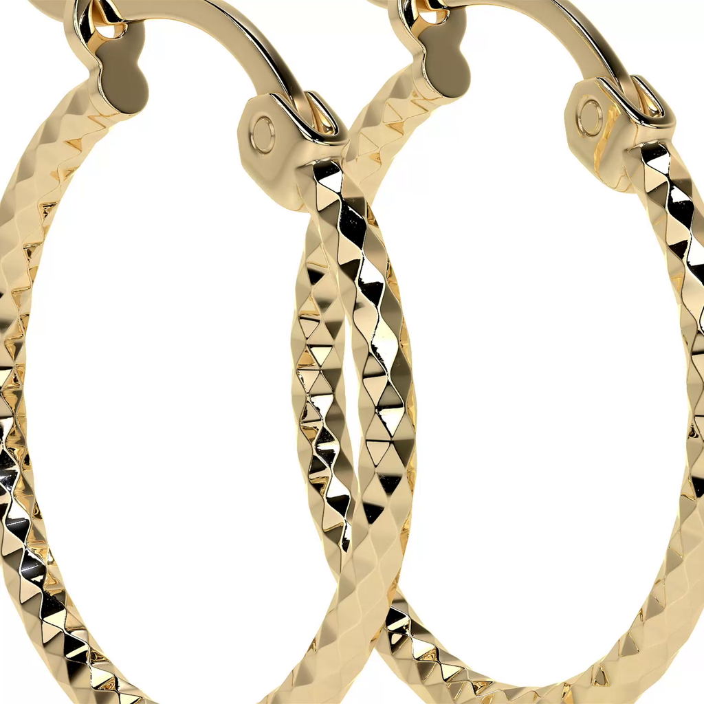 Arete Arracada De Oro 14k Con Diamantado Estilo Panal