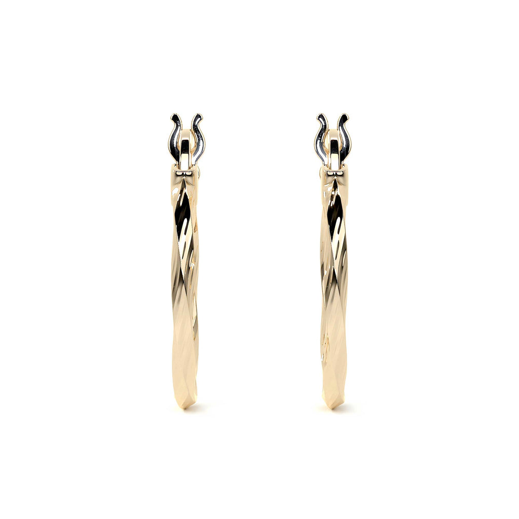 Arete Arracada De Oro De 10k Diamantada Estilo Torsal