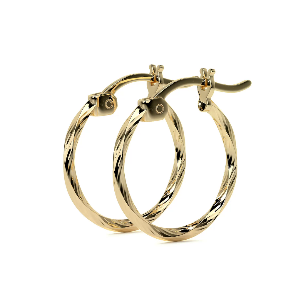 Arete Arracada De Oro De 14k Diamantada Estilo Torsal