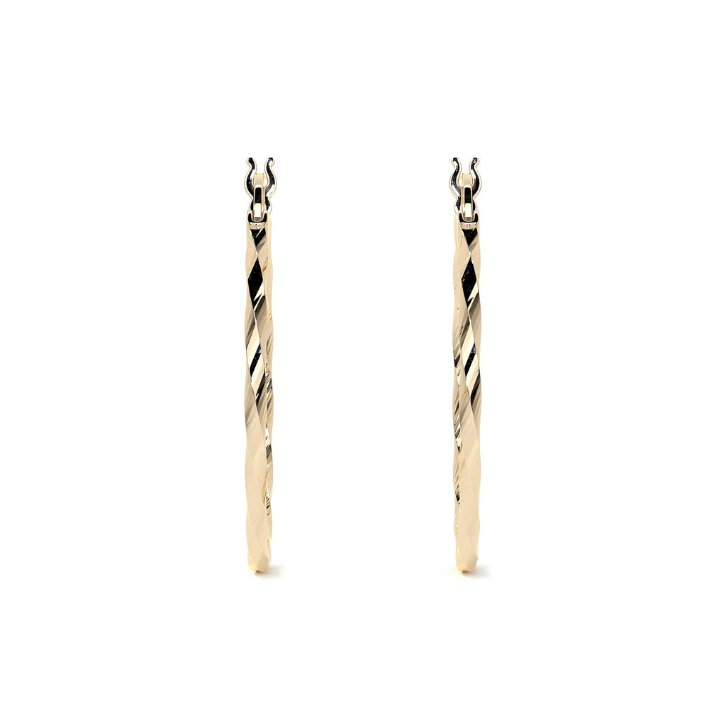 Arete Arracada De Oro De 14k Diamantada Estilo Torsal
