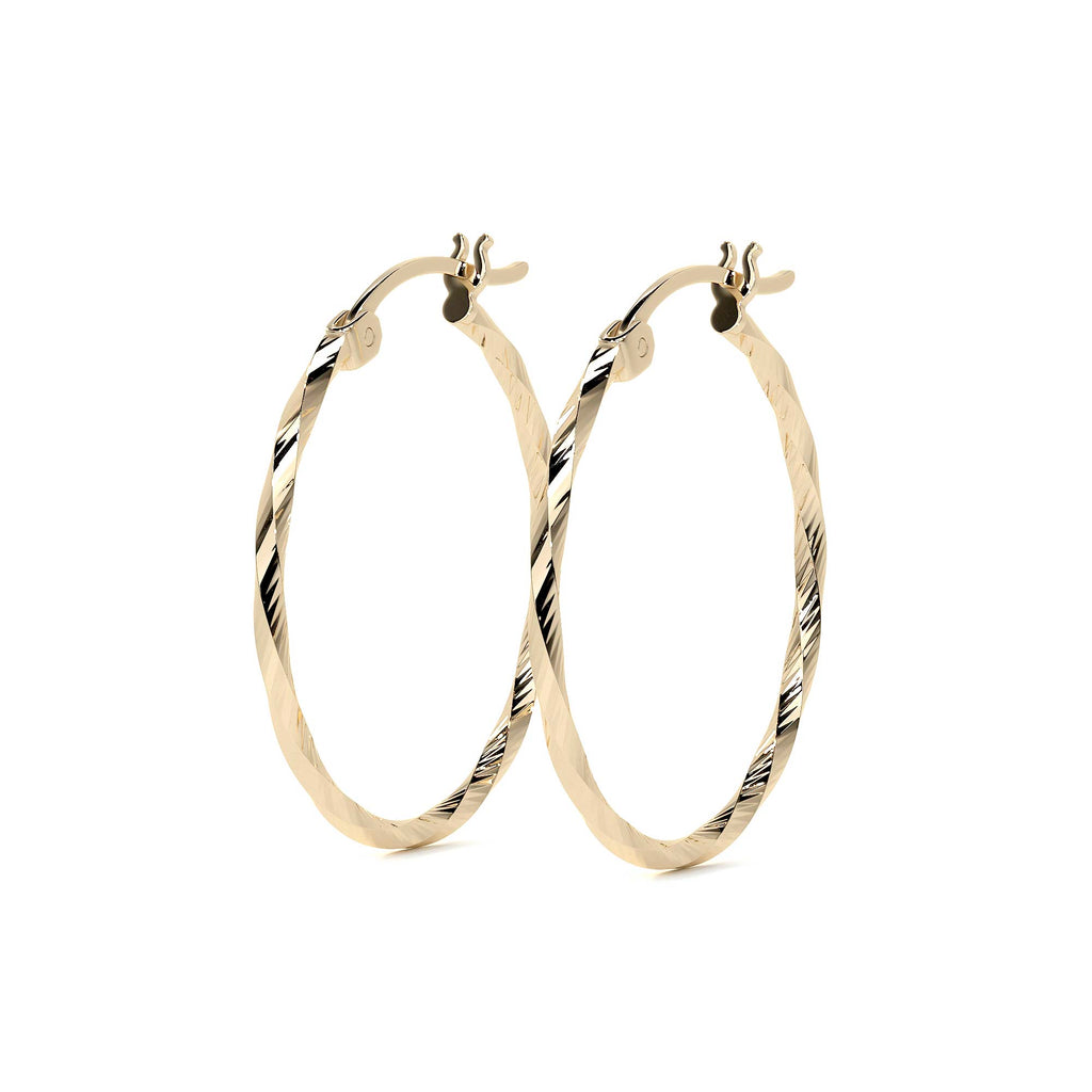 Arete Arracada De Oro De 10k Diamantada Estilo Torsal
