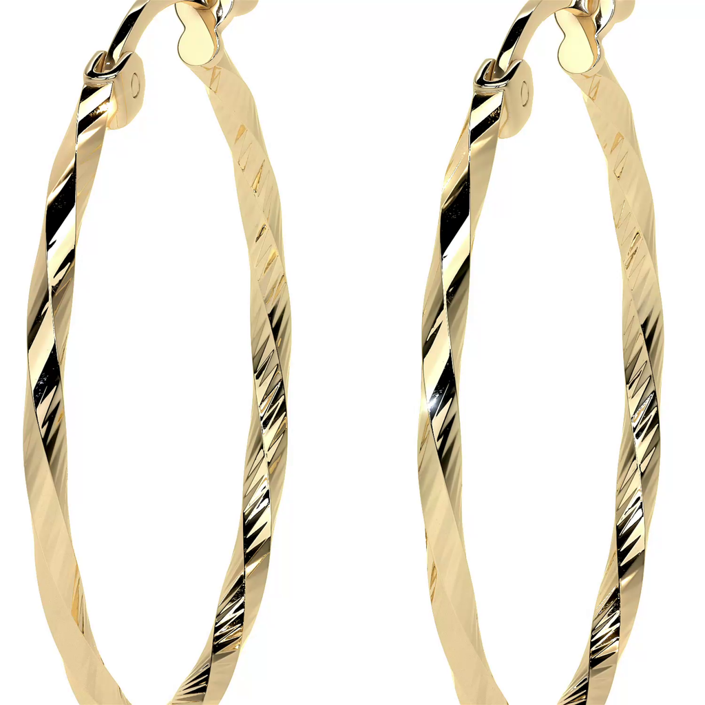 Arete Arracada De Oro De 10k Diamantada Estilo Torsal