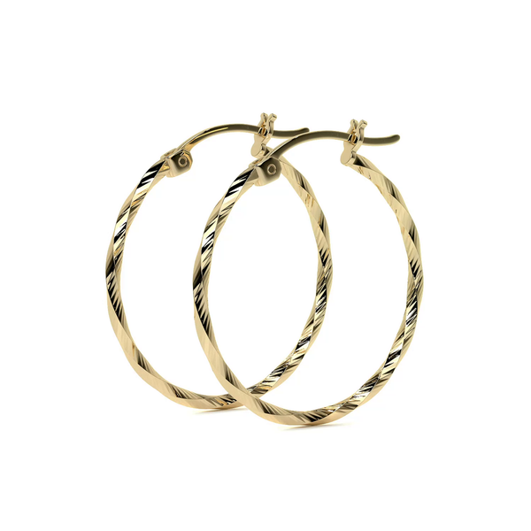 Arete Arracada De Oro De 10k Diamantada Estilo Torsal