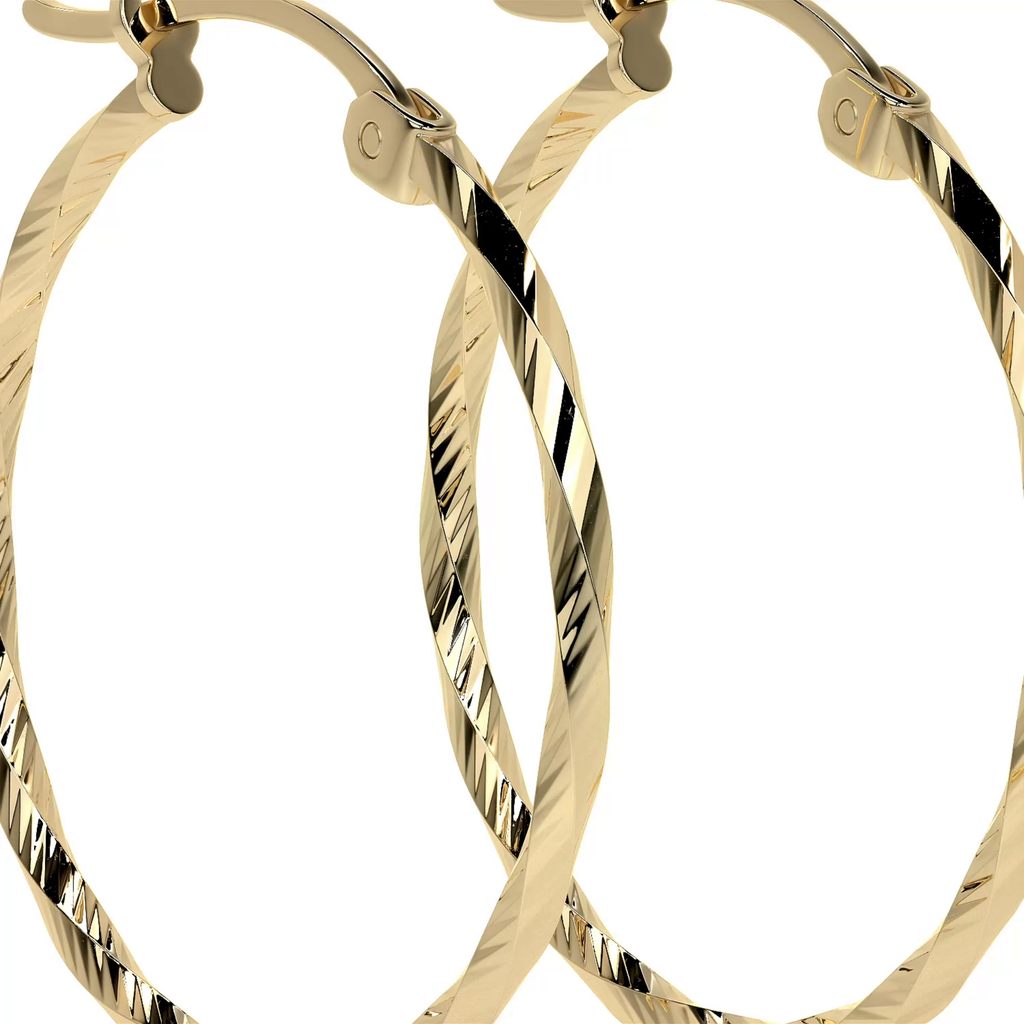 Arete Arracada De Oro De 10k Diamantada Estilo Torsal