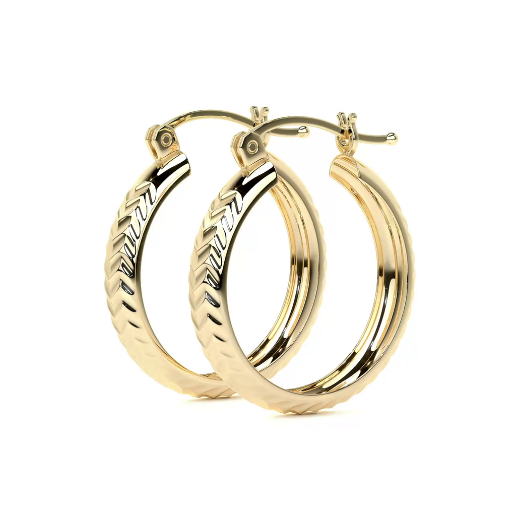 Arracada Bangle De Oro 10k Diamantado Diagonal