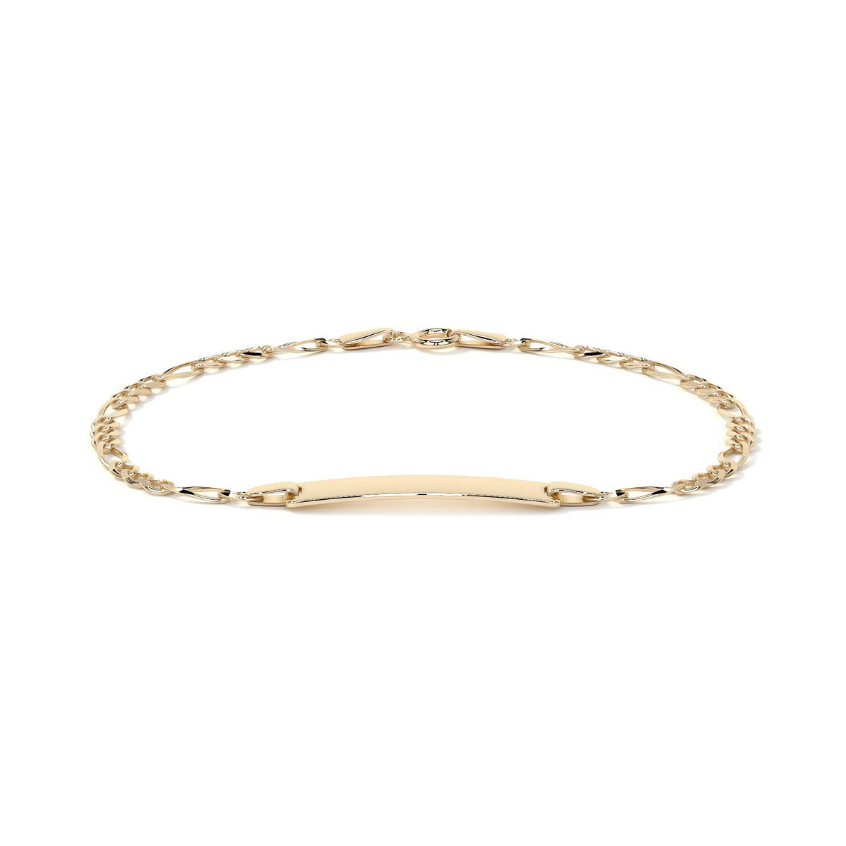 Pulsera Esclava de Oro 10K Estilo Fígaro 3x1 con Placa | Joyería Italiana