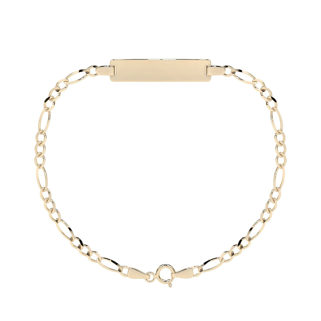 Pulsera Esclava de Oro 10K Estilo Fígaro 3x1 con Placa | Joyería Italiana