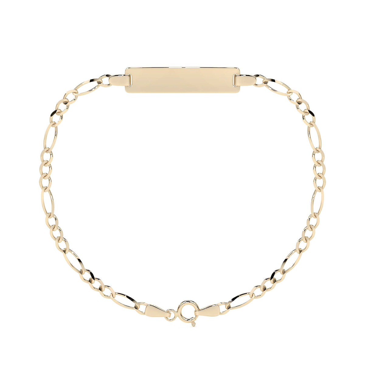 Pulsera Esclava de Oro 10K Estilo Fígaro 3x1 con Placa | Joyería Italiana