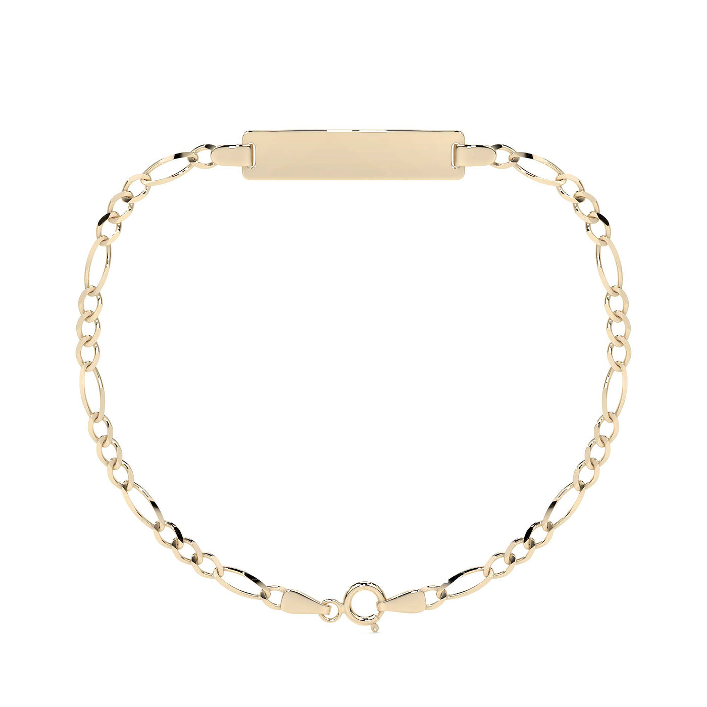 Pulsera Esclava de Oro 10K Estilo Fígaro 3x1 con Placa | Joyería Italiana