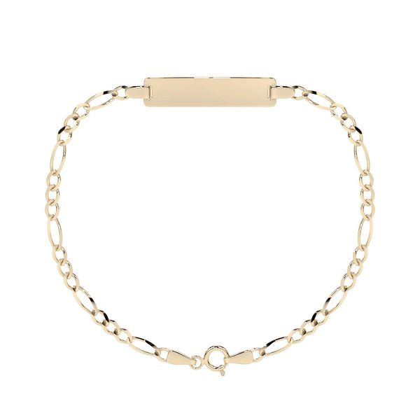 Pulsera Esclava de Oro 10K Estilo Fígaro 3x1 con Placa | Joyería Italiana