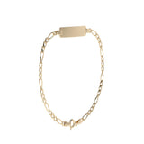 Pulsera Esclava de Oro 10K Estilo Fígaro 3x1 con Placa | Joyería Italiana