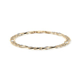 Pulsera de Oro 10K Estilo Fígaro 3x1 Pavé Italiano | Brazalete Sólido de Joyería Fina