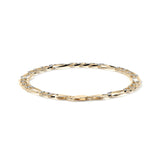 Pulsera de Oro 10K Estilo Fígaro 3x1 Pavé Italiano | Brazalete Sólido de Joyería Fina