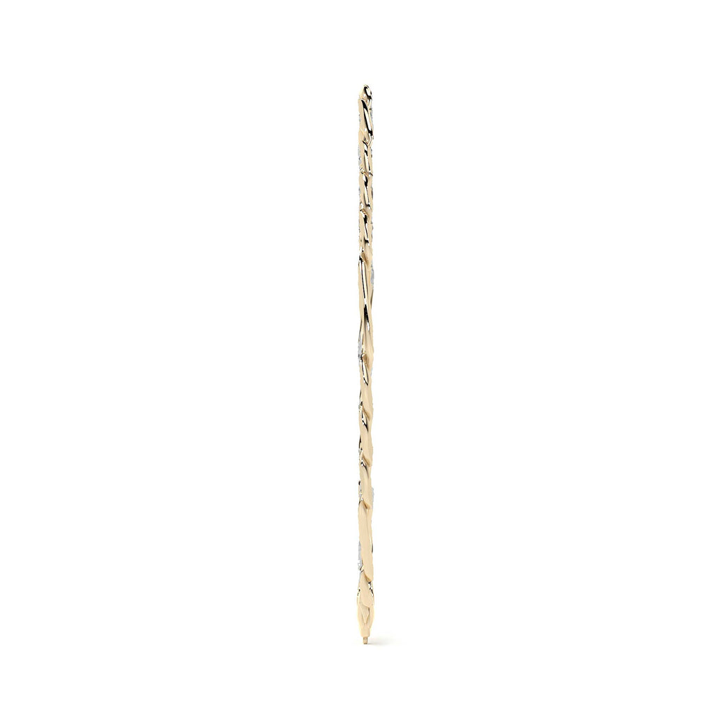Pulsera de Oro 10K Estilo Fígaro 3x1 Pavé Italiano | Brazalete Sólido de Joyería Fina