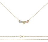 Gargantilla De Oro De 14k De Tres Corazones Inflados Y Aros