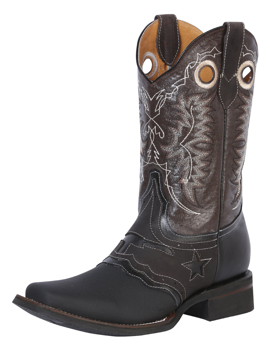 Bota Vaquera Rodeo Hombre El General Piel Keblar Negro - Modelo 33308