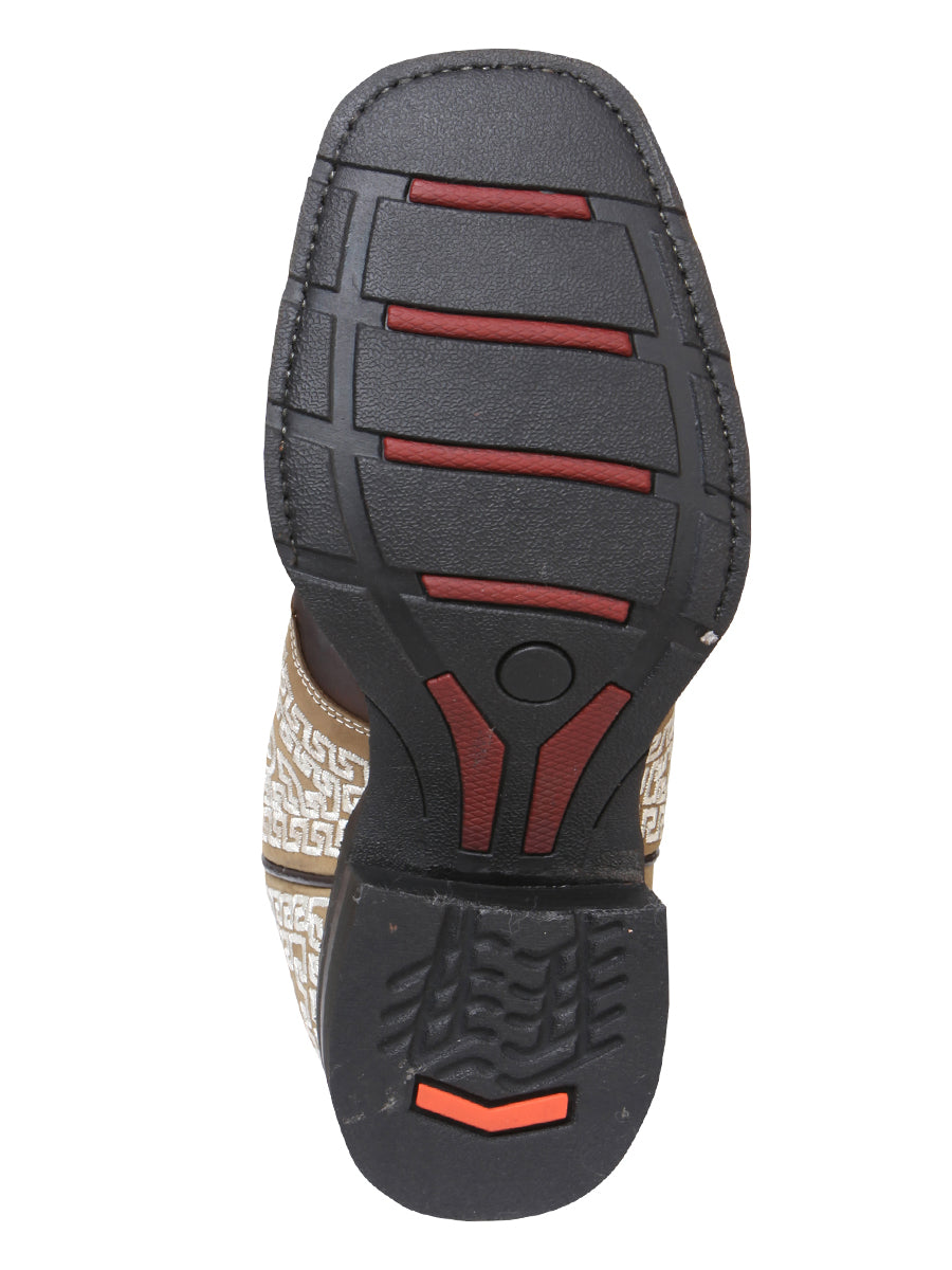 Bota Vaquera de Hombre El General Bordada Rodeo en Piel Crazy Color Chocolate 33309