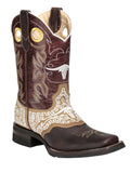 Bota Vaquera Rodeo Hombre El General Piel Crazy Bovino Chocolate - Modelo 33309