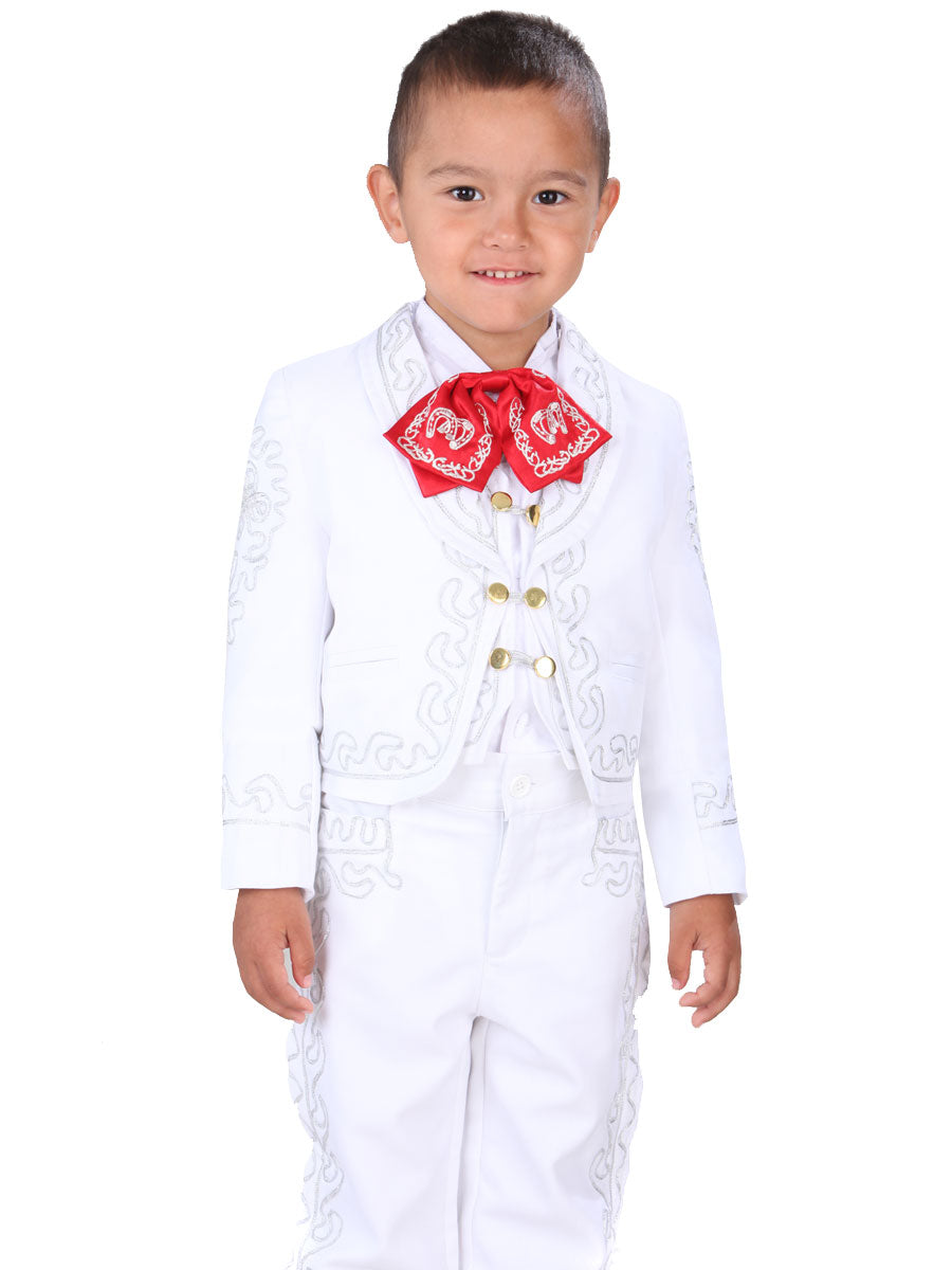 Traje Charro de Niño El General CSK-2 Charro en 100% Poliéster Color Blanco/Rojo 34263