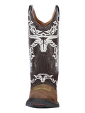 Bota Vaquera Rodeo Hombre El General Piel Crazy Bovino Camel/Chocolate - Modelo 34311