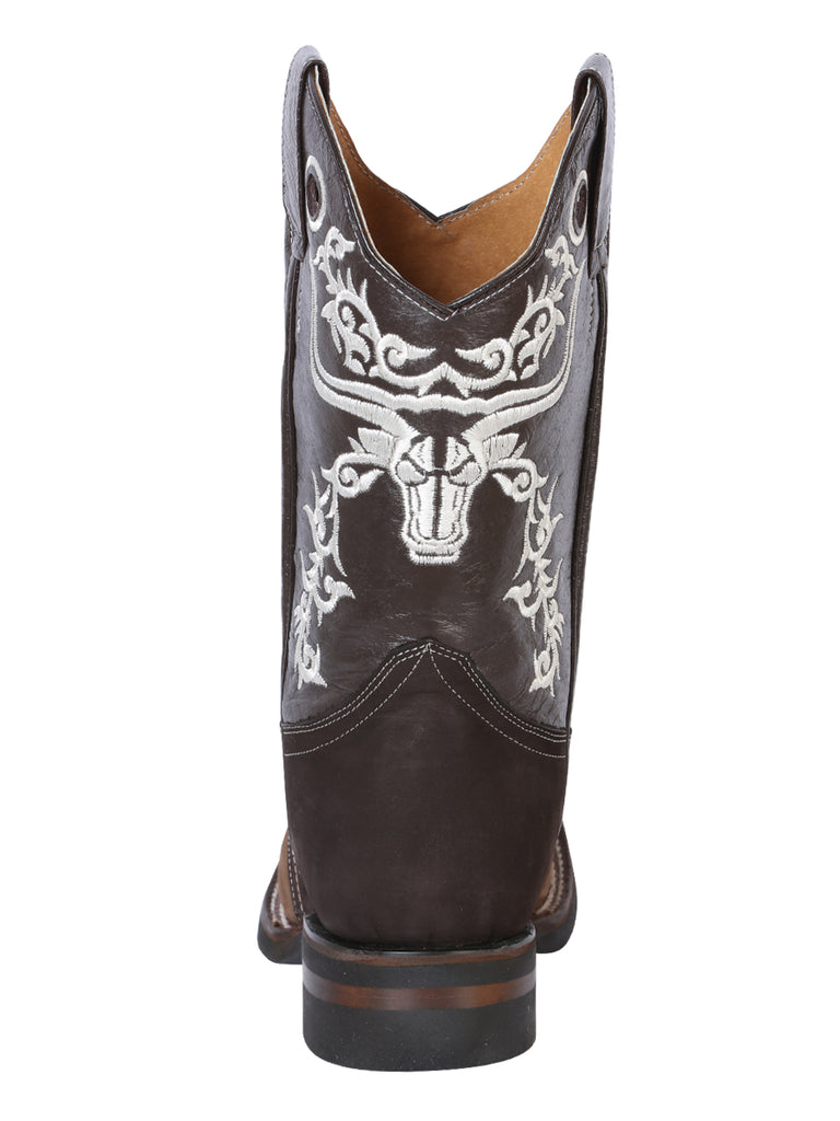 Bota Vaquera de Hombre El General Bordada Rodeo en Piel Crazy Color Camel/Chocolate 34311