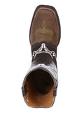 Bota Vaquera Rodeo Hombre El General Piel Crazy Bovino Camel/Chocolate - Modelo 34311