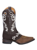 Bota Vaquera Rodeo Hombre El General Piel Crazy Bovino Camel/Chocolate - Modelo 34311