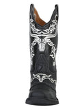 Bota Vaquera Rodeo Hombre El General Piel Crazy Bovino Negro - Modelo 34313