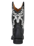 Bota Vaquera Rodeo Hombre El General Piel Crazy Bovino Negro - Modelo 34313