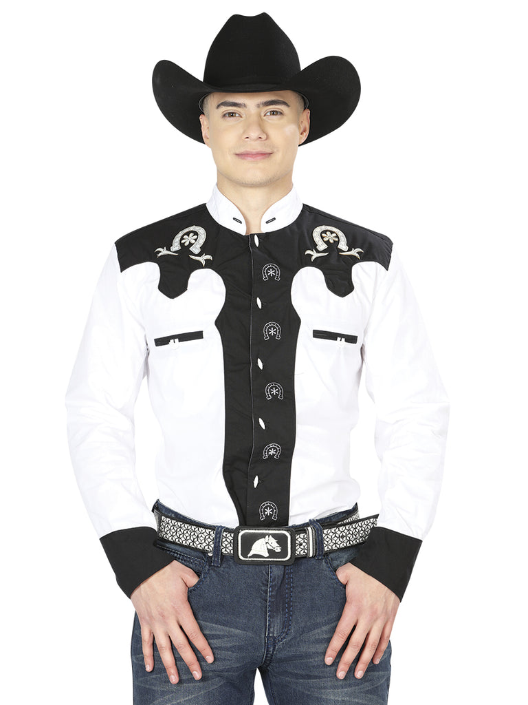 Camisa Vaquera de Hombre El General CVAP1022 Manga Larga Bordada en 65% Poliéster 35% Algodón Color Blanco 35187