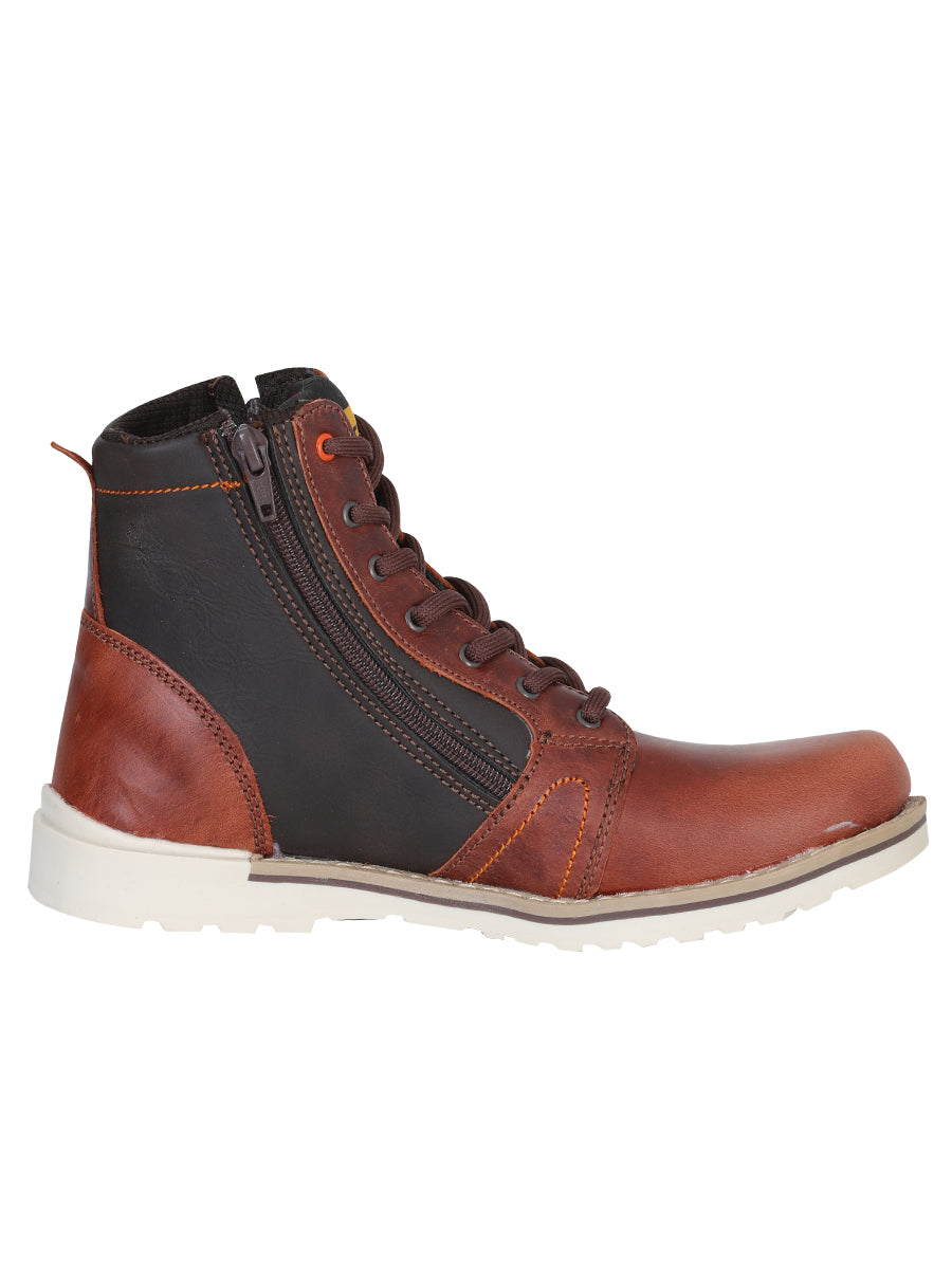 Bota de Mujer El General Trabajo en Piel Color Vino 35209