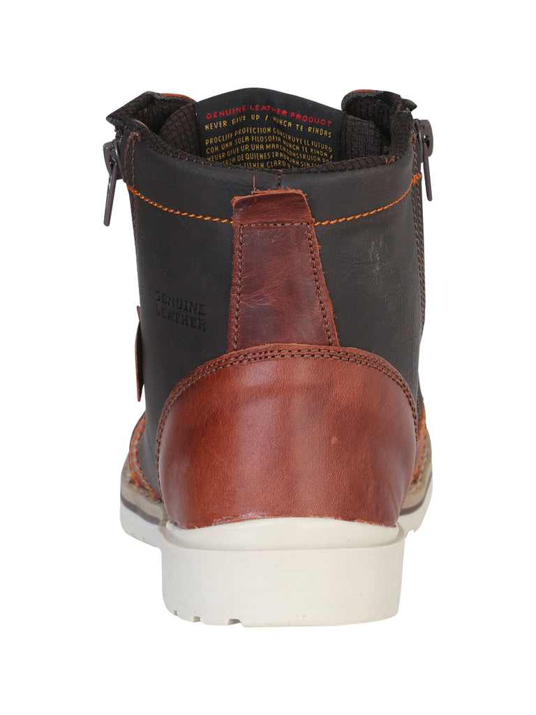 Bota de Mujer El General Trabajo en Piel Color Vino 35209